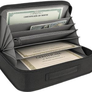 Fireproof Document Folder with Zipper Closure Multi Layer File Organizer for Important Certificates Cash and Legal Size Paper Protection