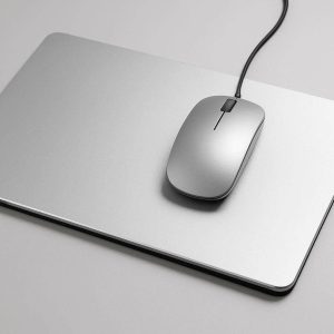 Aluminum Metal Desk Mat Hard Surface Mouse Pad with Non Slip Rubber Base for Modern Office and Designer Workspaces Sleek Silver Design